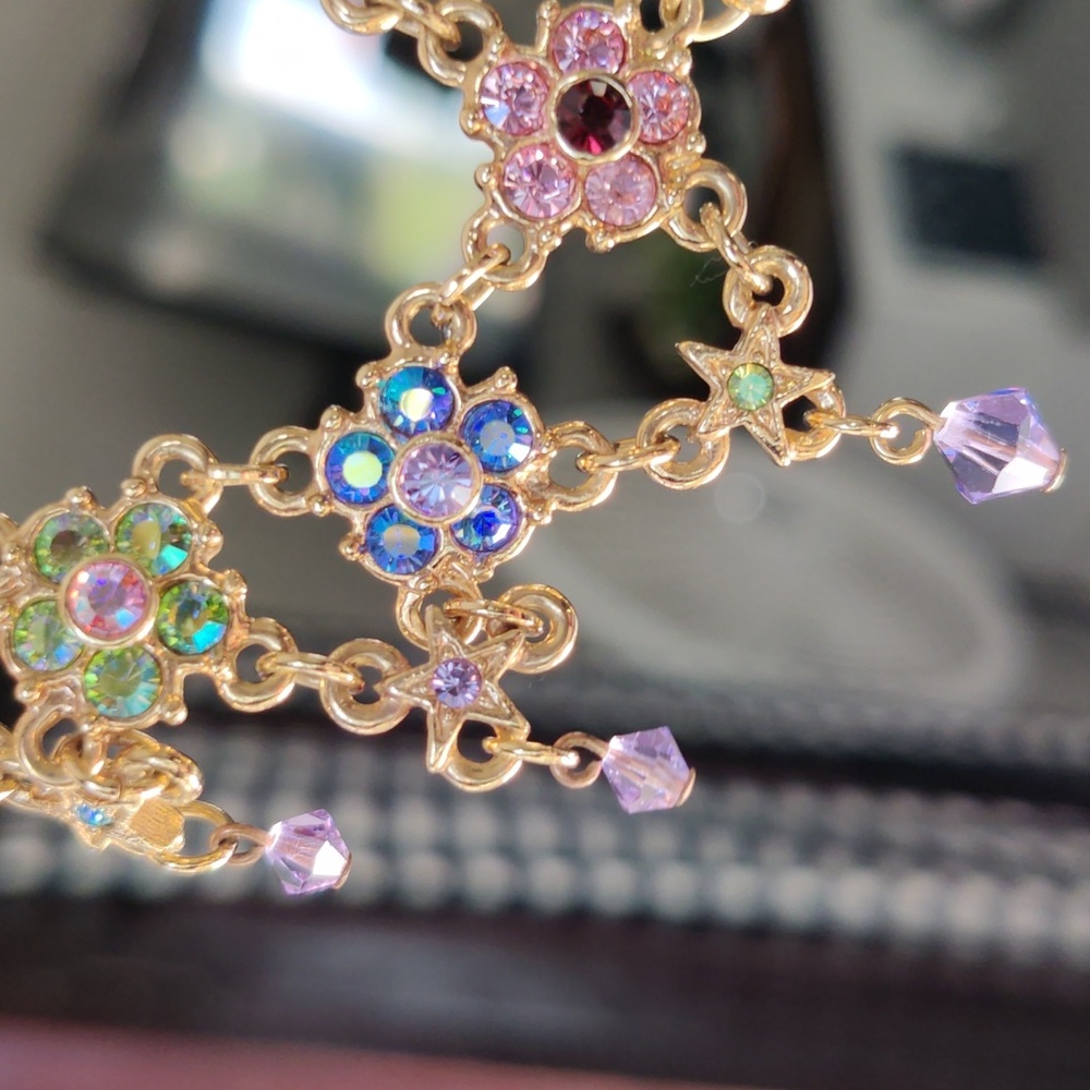 Kirks Folly (Rare Vintage) Crystal flower necklace, PERFECT STATEMENT PIECE - Picture 3 of 12